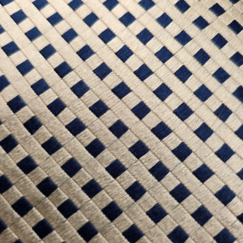 Ermenegildo Zegna- Silk Diamond Basketweave Tie - Navy Blue / Muted Gold